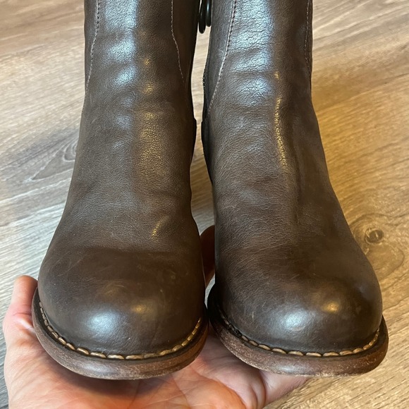 Fiorentini Baker Ankle Heel Boots Side Zip Brown Leather Italy Womens 8 EU 38.5 - Picture 4 of 10